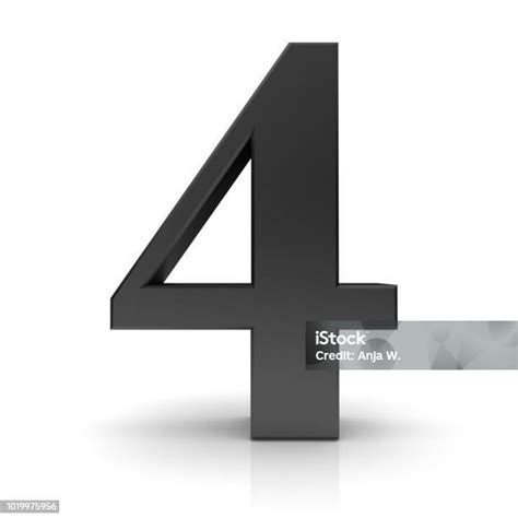 Foto De 4 Sinal De N Mero Quatro Quarto Preto 3D S Mbolo Isolado No