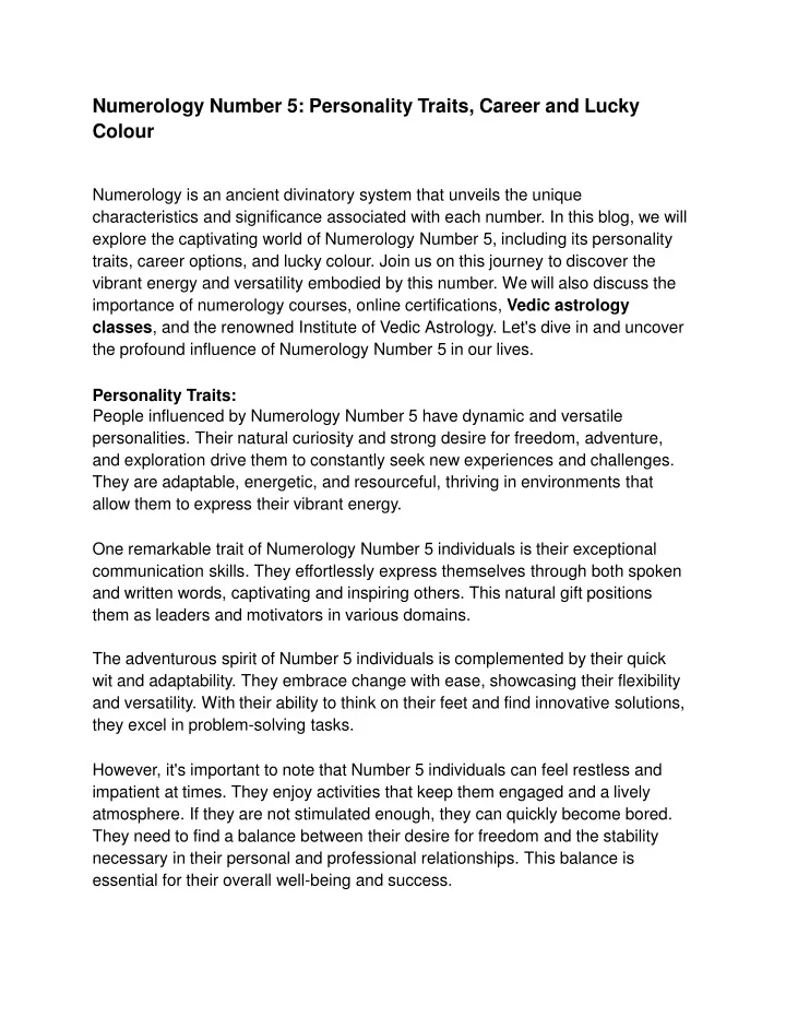 Numerology Number 5 Personality Traits Career And Colour Numerology Number 5 Personality Traits Career And Colour